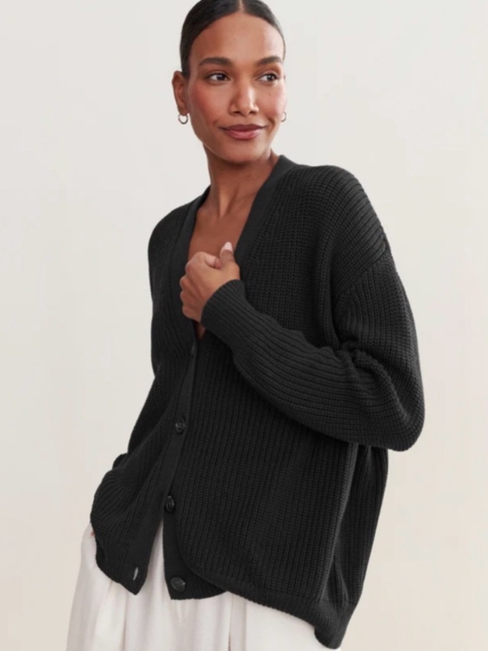 Jenni Kayne Cotton Cocoon Cardigan in Black Sz S